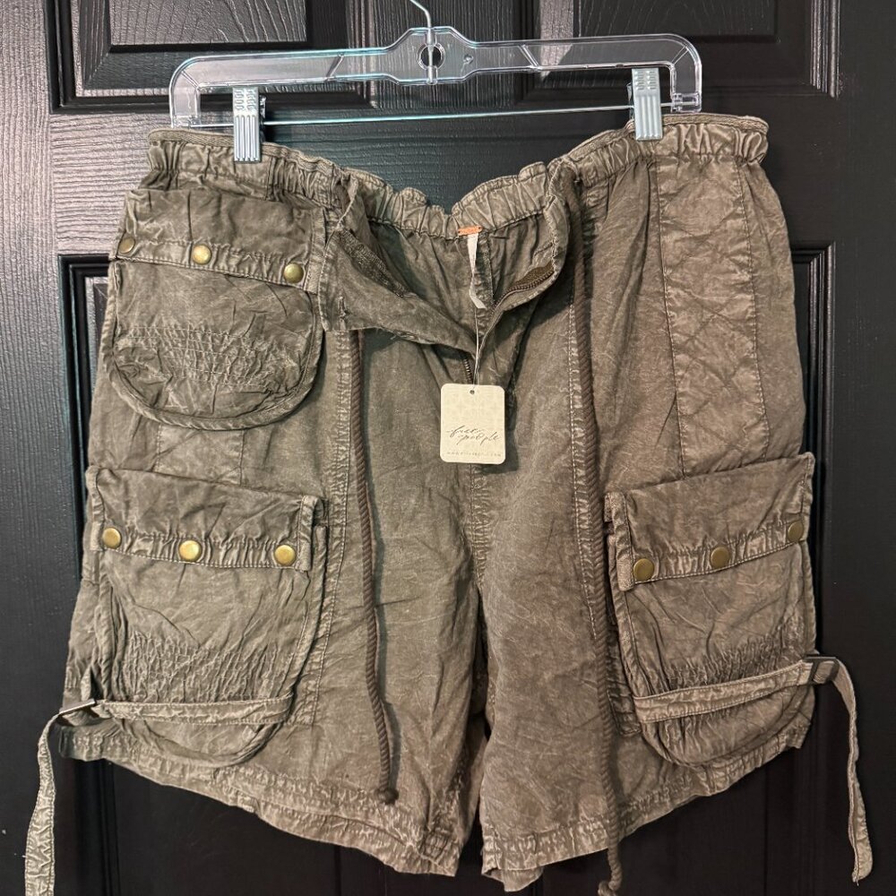 Free People Olive Green Cargo Shorts